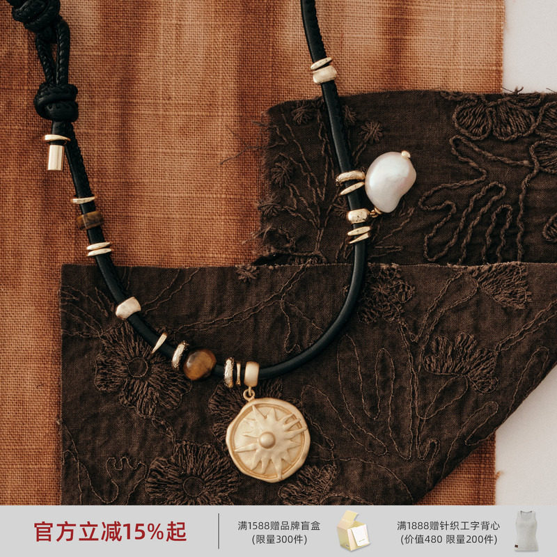 马君妍同款lost in echo春夏新款皮绳可调节天然珍珠项链