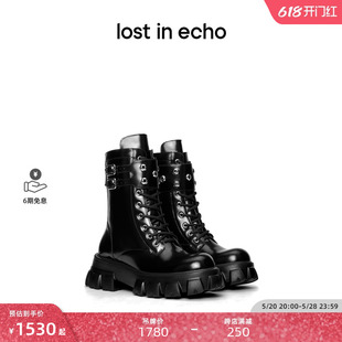 echo机能风真皮气眼厚底短靴马丁靴切尔西靴女 lost 关晓彤同款