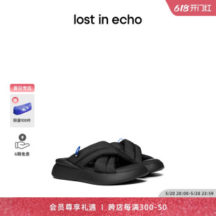 赵丽颖同款 echo一脚蹬沙发外穿防滑交叉带增高厚底凉拖鞋 lost