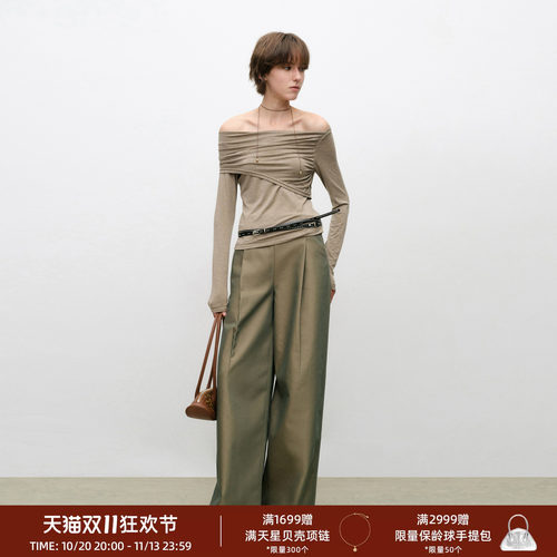 lostinecho缠绕一字肩长袖上衣