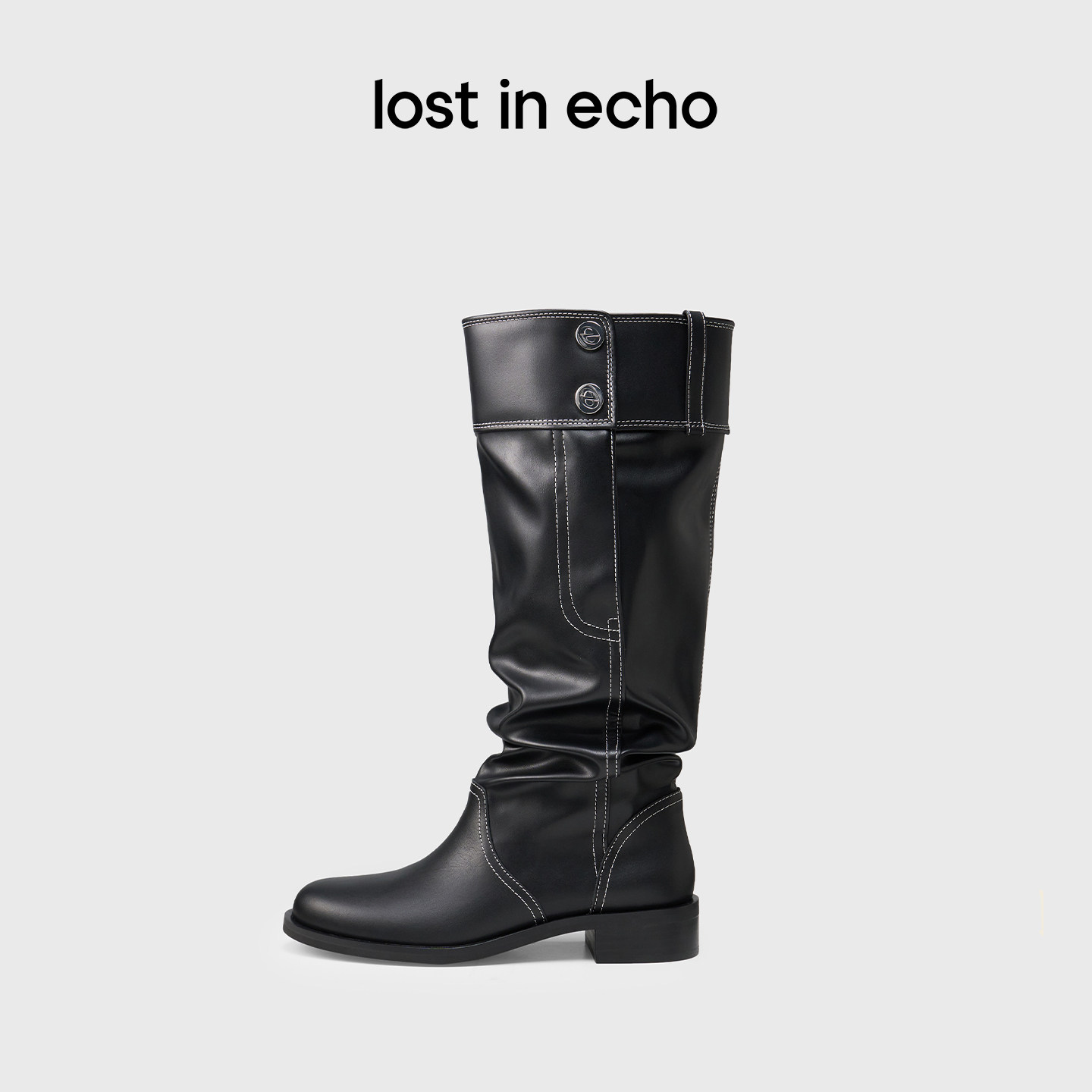 lostinecho厚底堆堆骑士长靴图片