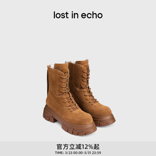 echo户外厚底米奇头巴恩风真皮马丁靴大黄靴 马君妍同款 lost