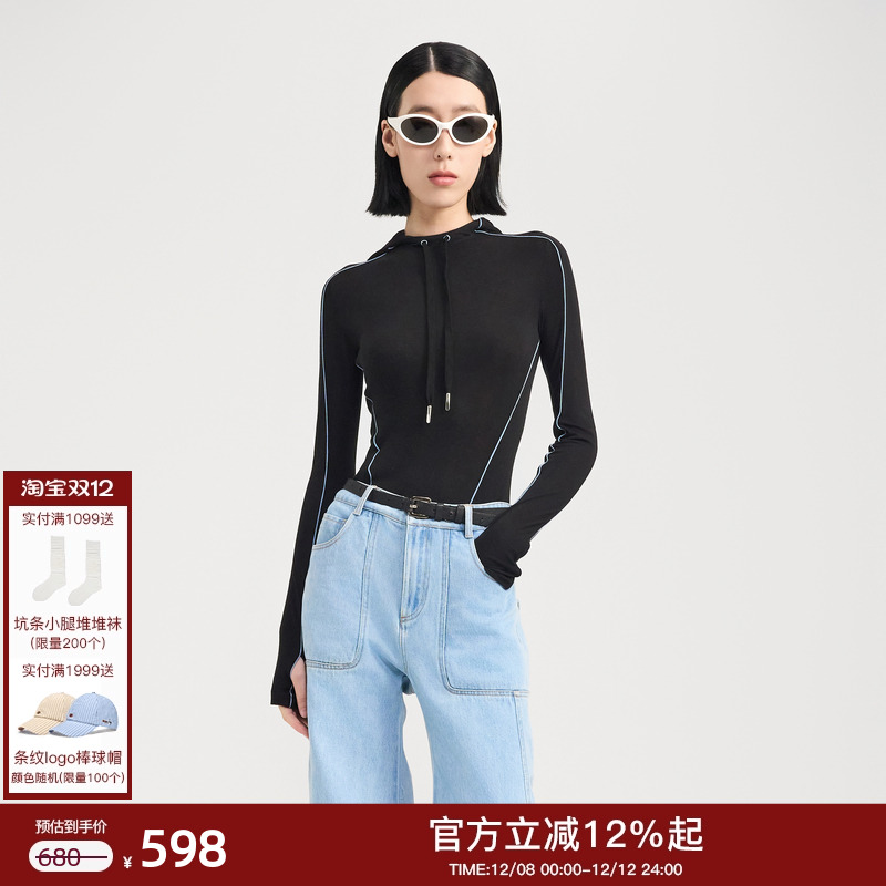 lostinecho连帽羊毛针织衫女