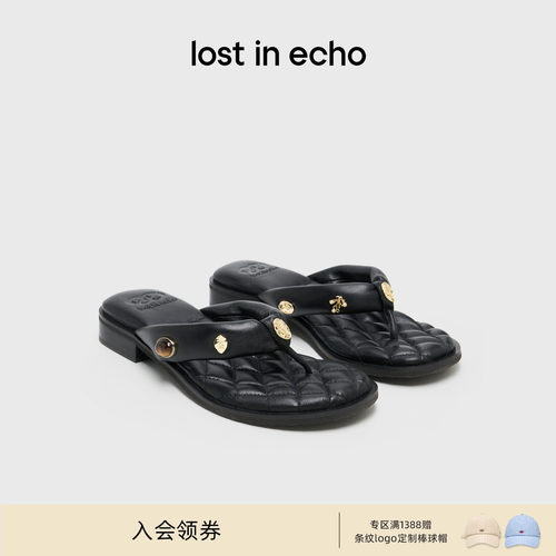 lostinecho羊皮人字夹脚拖凉拖