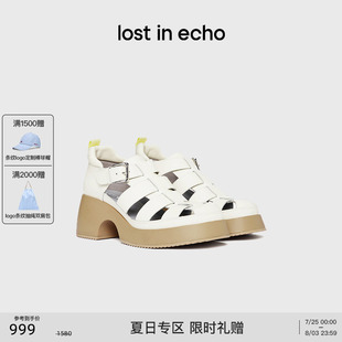 lost 涼鞋 時尚 真皮編織羅馬鞋 echo夏季 鏤空復(fù)古單鞋 劉戀同款 女