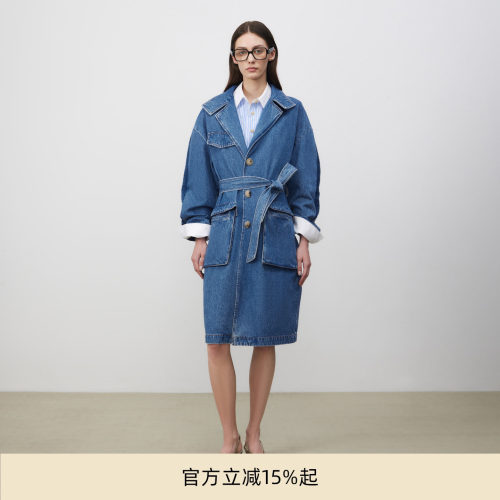 lostinecho茧型牛仔风衣外套女