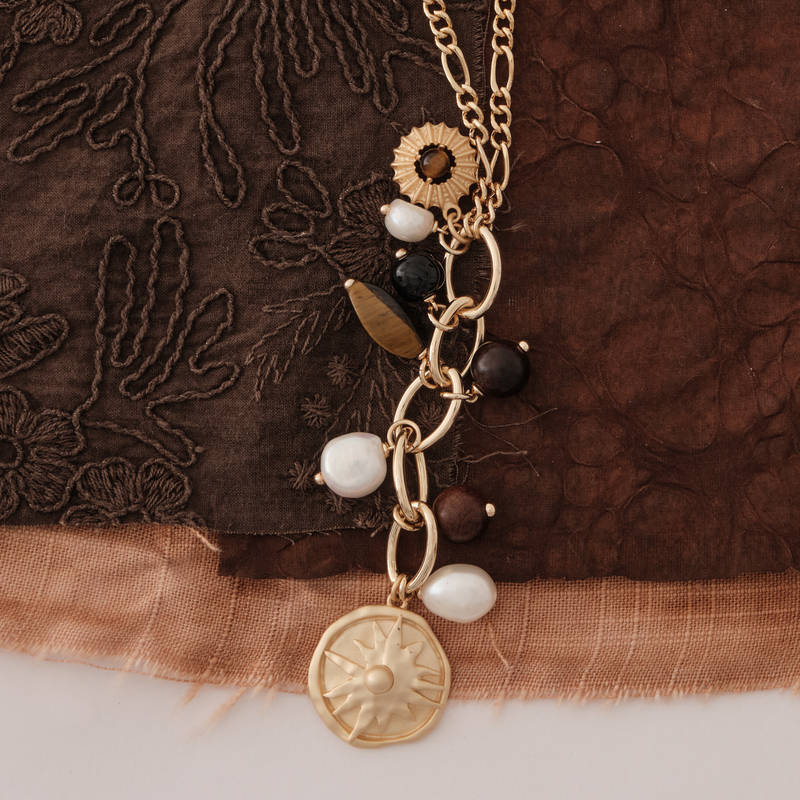 lostinecho玛瑙黑檀木珍珠项链