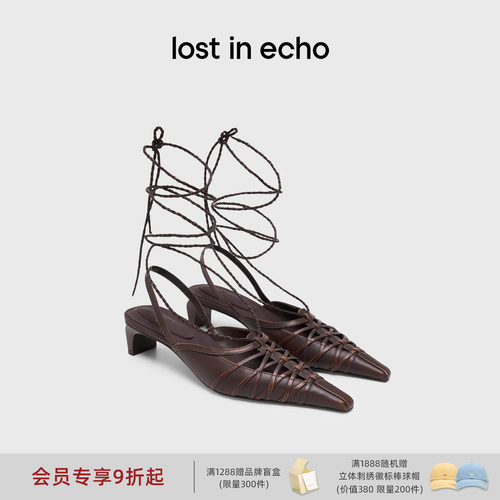 lostinecho芭蕾绑带小猫跟高跟