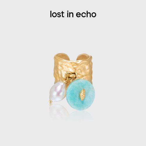 lostinecho珍珠挂坠开口戒指