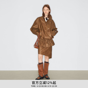 新款 徐若晗同款 echo春季 复古机车风宽松皮衣夹克外套 lost