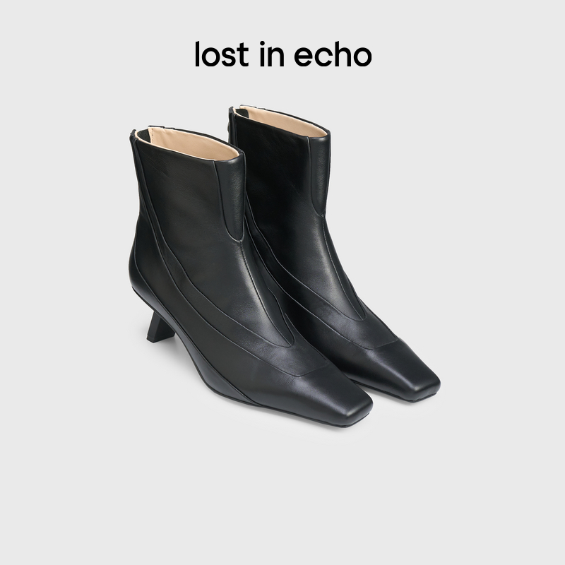 lostinecho猫跟尖方头短靴女