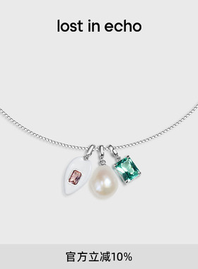 lost in echo原创设计独特不规则淡水珍珠叶片项链配饰女