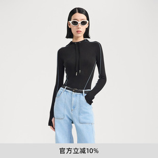 修身 echo秋冬时尚 个性 连帽羊毛亲肤衣针织衫 lost 上衣打底衫