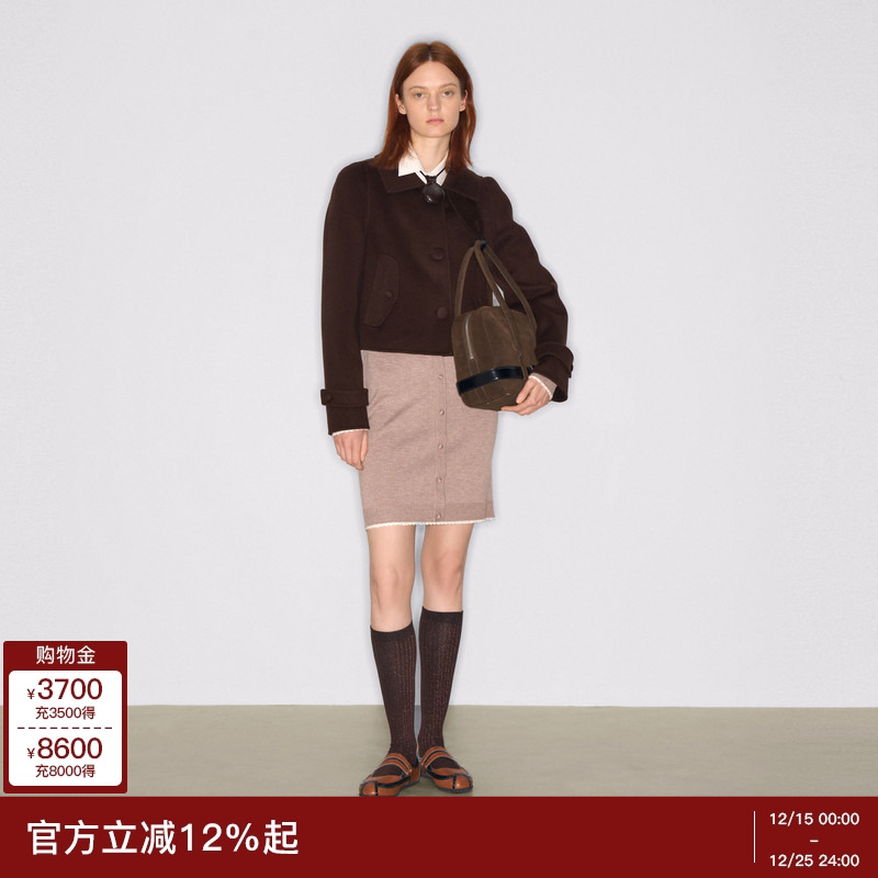 lost in echo2025冬季新款纯羊毛短箱型挖肩显瘦双面