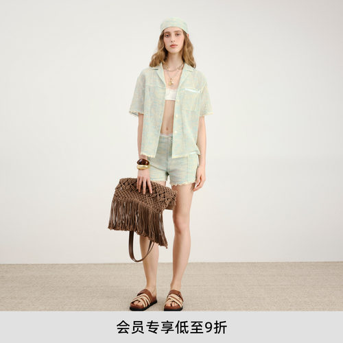 lostinecho撞色古巴领衬衫短裤