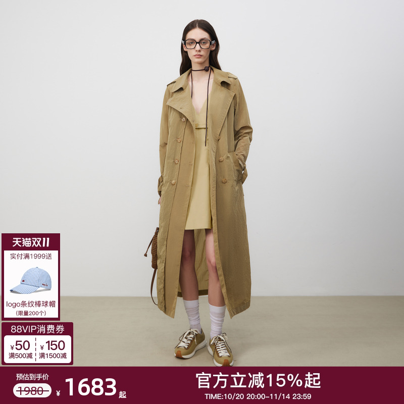 lostinecho双排扣直身薄长风衣