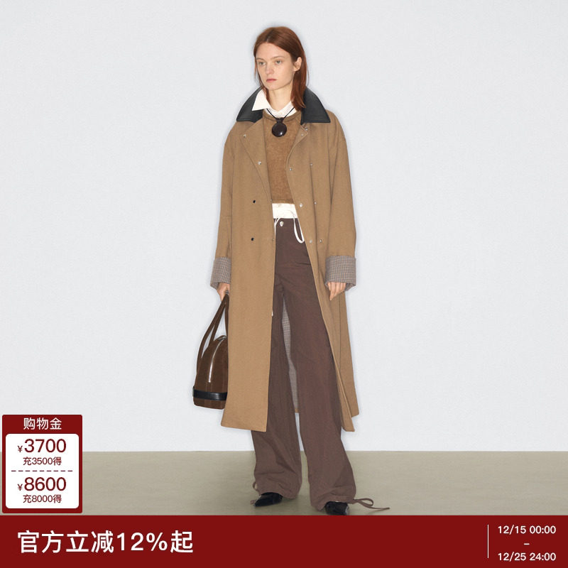 lostinecho千鸟格双排扣风衣