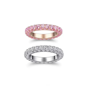 柏诗艾菲925纯银镀金满钻戒指环三面带钻简单轻奢百搭女生礼物