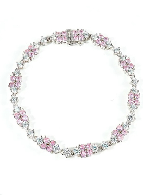 柏诗艾菲925银镀金粉色马眼小清新粉钻手链简约气质百搭小众高级