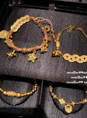 柏诗艾菲古法金色虎眼石水晶手串蓝色新中式小众原创设计幸运手链