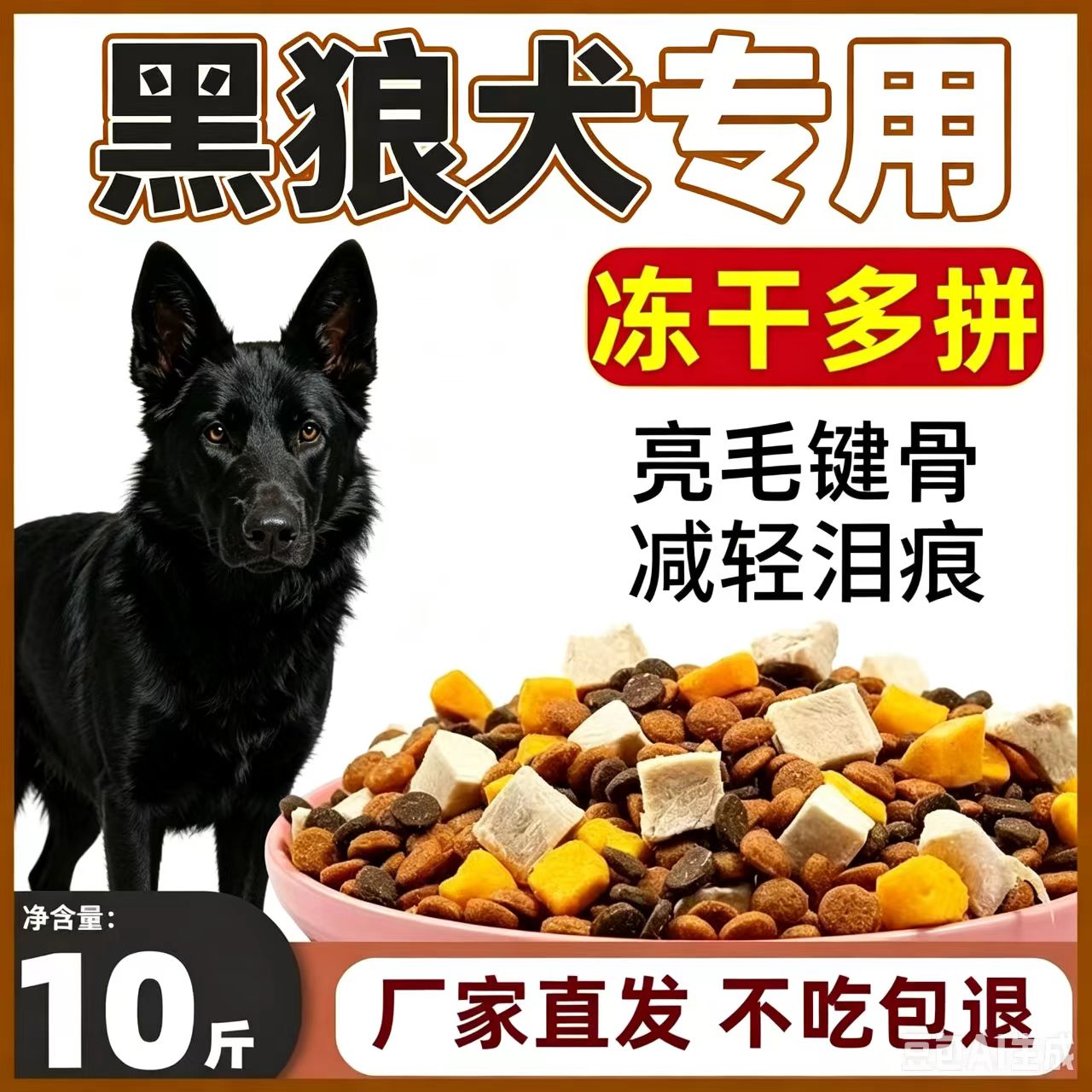 墨界黑狼犬专用狗粮40斤大包装狗全价膨化粮