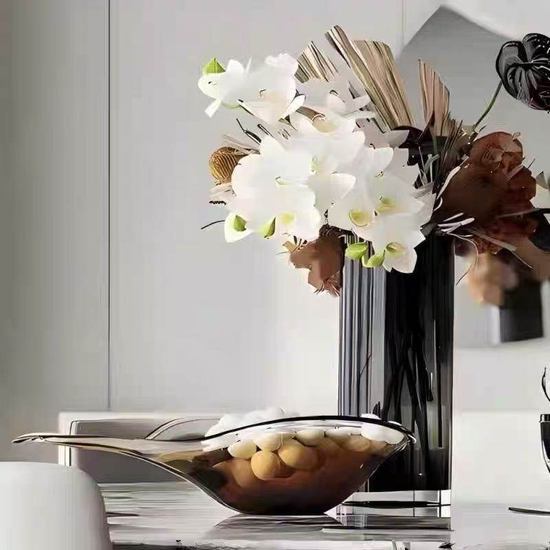 轻奢风现代样板间灰玻璃花瓶蛋形刀叉琥珀色勺子果盘套装餐厅摆件,家居饰品,花瓶,淘宝优惠券,粉丝福利购,淘宝优惠卷