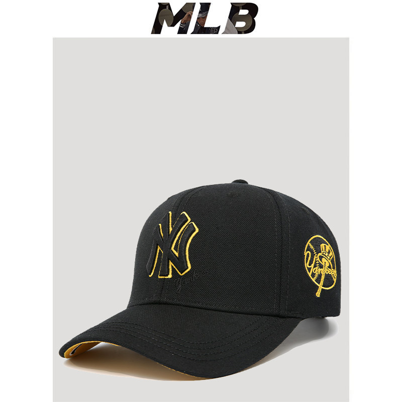 mlb帽子新款2020网红弯檐男女春圆顶休闲百搭黑色洋基队ny鸭舌帽