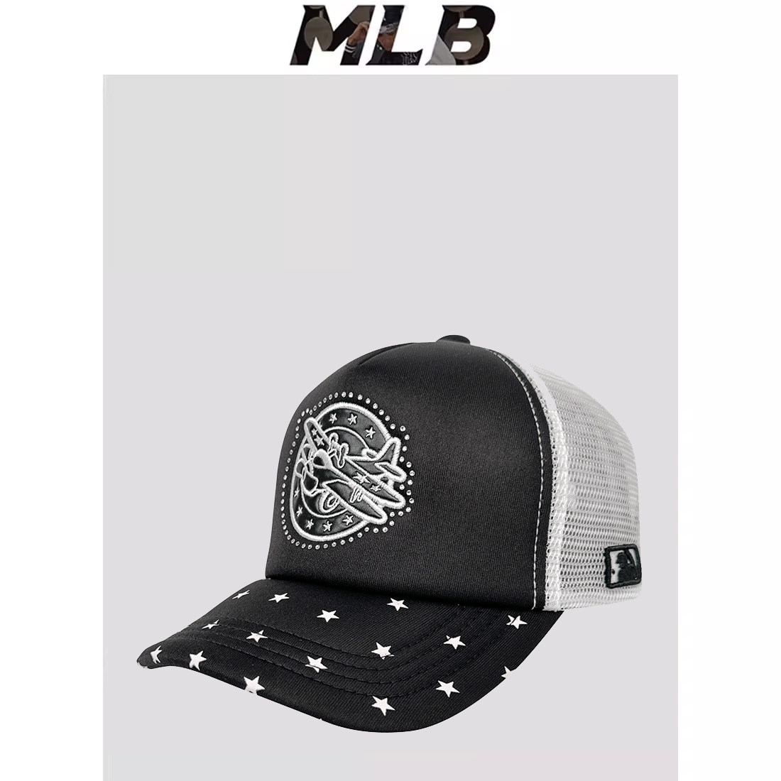mlb棒球帽夏复古男女正品专柜情侣休闲百搭潮牌鸭舌帽子镶钻网帽