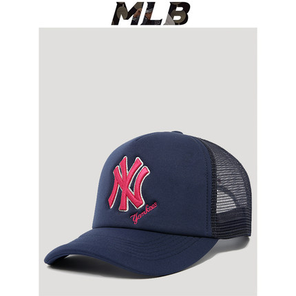 mlb藏蓝色帽子弯檐ny网帽夏季出游字母男女款潮牌情侣百搭鸭舌帽