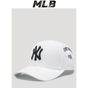 mlb棒球帽帽子女新款男正品ny秋冬情侣白色硬顶复古潮时尚鸭舌帽