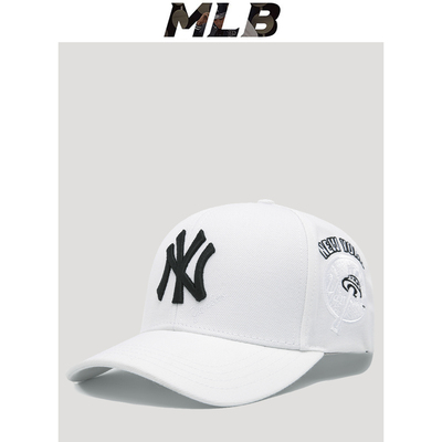 MLB新款情侣白色硬顶鸭舌帽