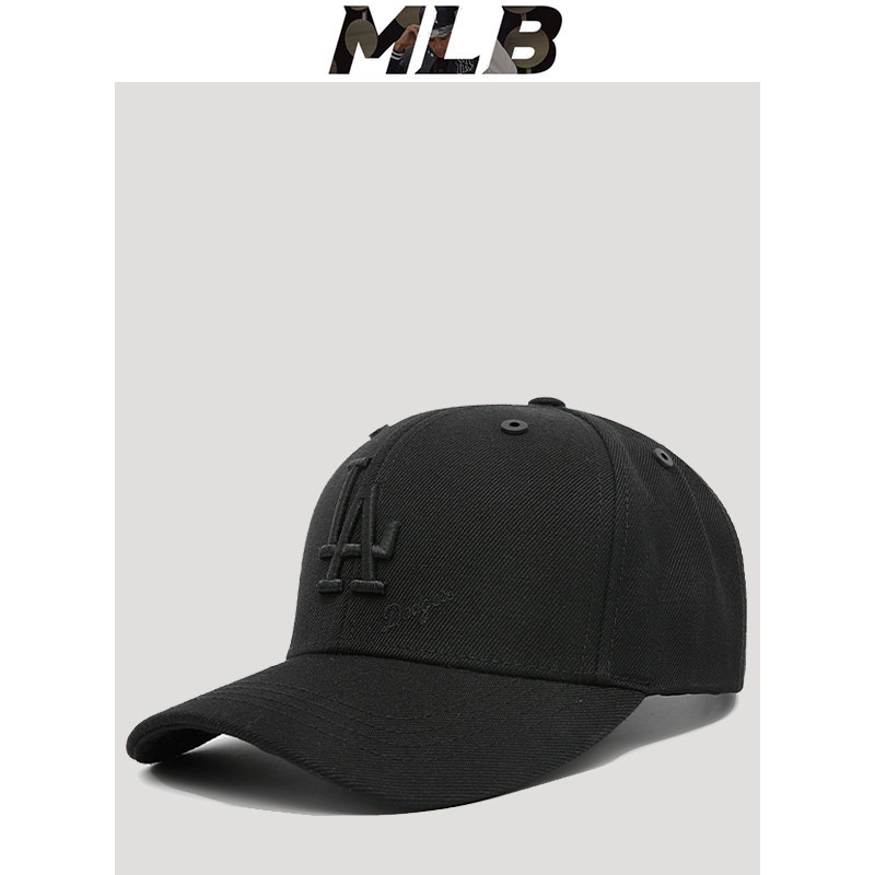 mlb棒球帽男女全黑色春秋ny鸭舌帽可调节休闲百搭经典专柜la帽子