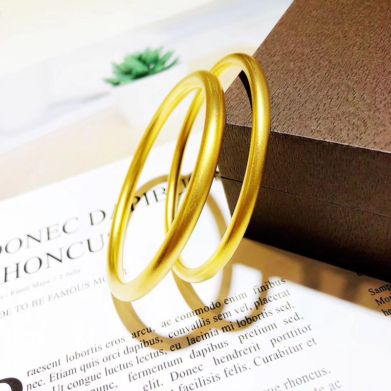 24K纯金手镯黄金古法传承手镯手环999足金女款实心镯子定制款