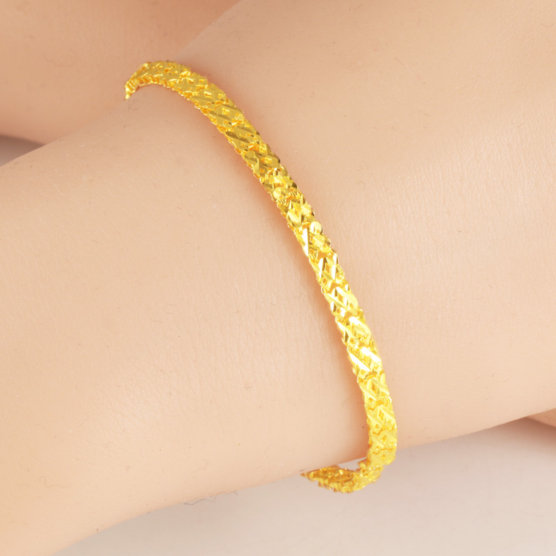 黄金手链女款9999足金手镯纯金首饰素金手环钱币形送老婆按克