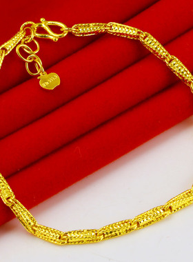 黄金手链9999足金男女款纯金手镯真金链子素金饰品路路通按克