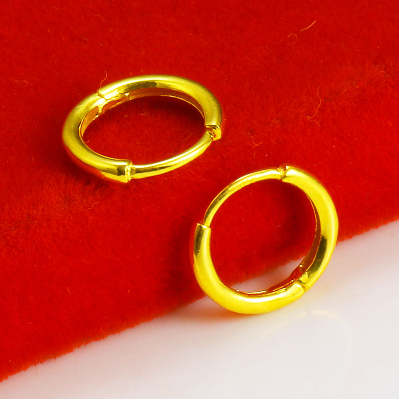 黄金耳环男女耳圈18K金au750纯金耳饰光面光圈单只耳扣细小号