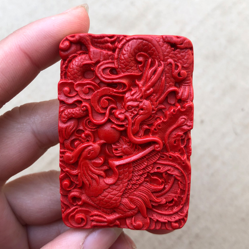 正红朱砂龙凤呈祥吊坠 男女方款吉祥美满挂件龙飞凤舞饰品龙凤佩