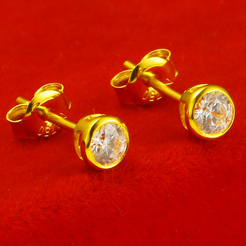 黄金耳钉男士女款18K金耳饰纯金耳环Au750真金钻石耳环送朋友
