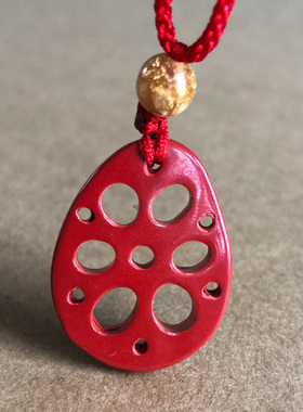 原矿帝王红朱砂莲藕片挂件男女个性佳偶天成情侣互送吊坠剑财情丝