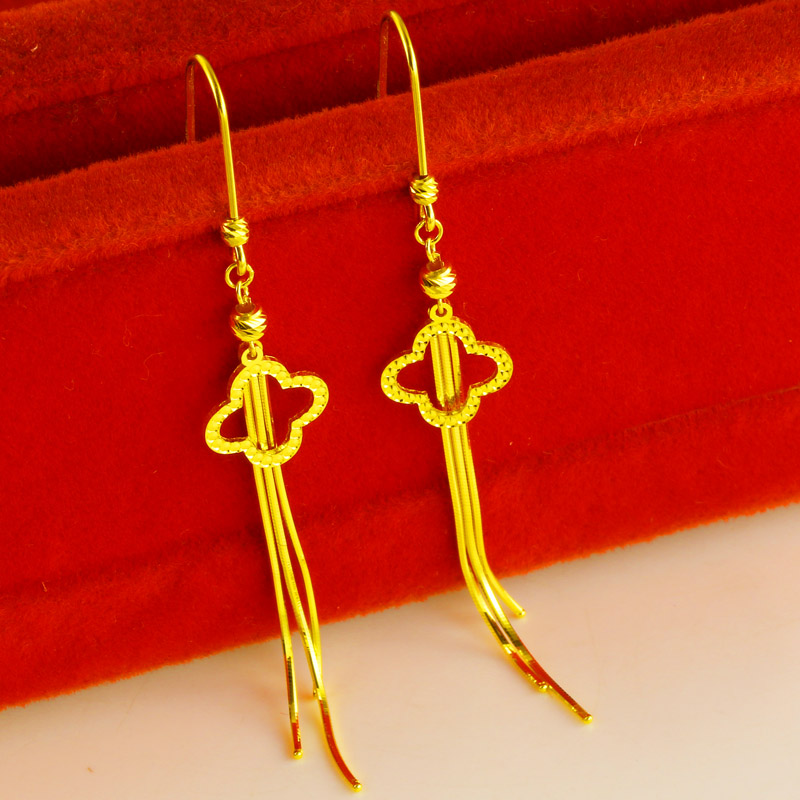 黄金耳环9999足金耳饰女款年轻人时尚四叶草纯金耳坠素金按克