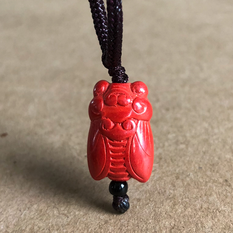 朱砂知了蝉一鸣惊人吊坠金蝉星元宿文魁联蝉项链学生宝宝美女随身