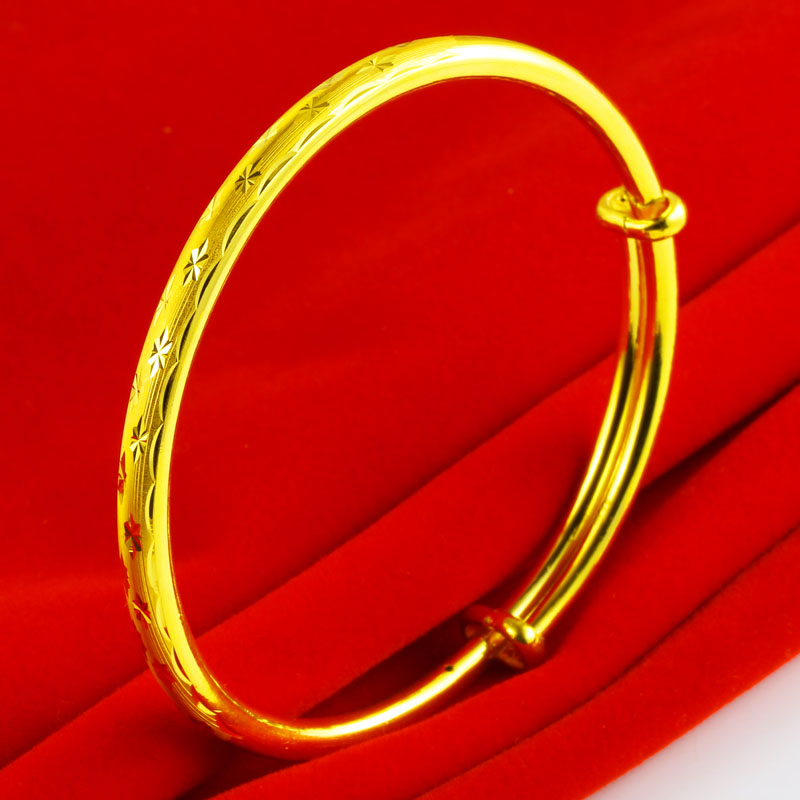 黄金手镯9999足金女款纯金镯子满天星真金首饰按克送妈妈礼物