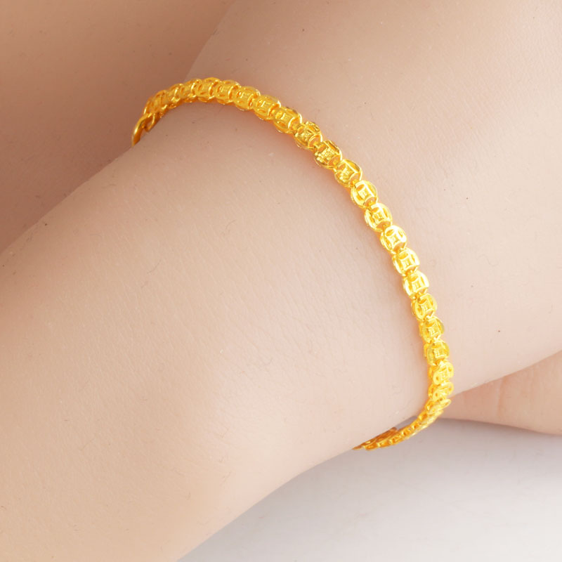 黄金手链女款9999足金小金鱼素金手镯纯金首饰结婚饰品按克重