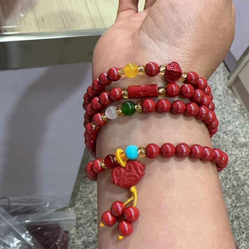 正宗原矿帝王砂6mm手链男女随身108圆珠搭配手工串珠手饰本年化缘