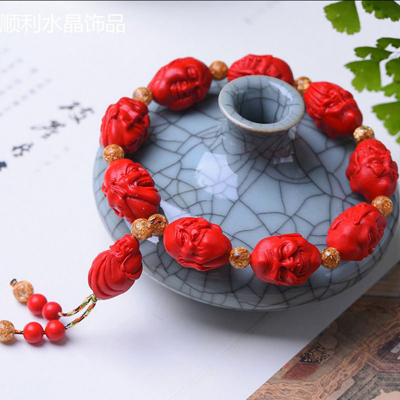 朱砂双面十八罗汉头手串项链项坠男女佛像情侣款怪罗汉降龙礼物