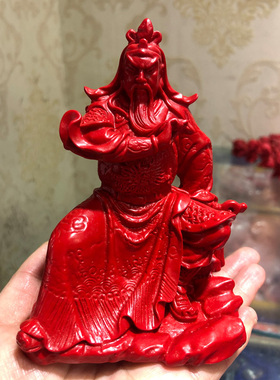 财神摆件朱砂坐财神像大刀关二爷练武关公招财镇宅客厅室内装饰