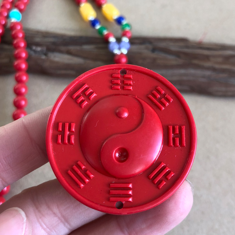 天然朱砂八卦吊坠 男女阴阳鱼圆形乾坤项链挂件
