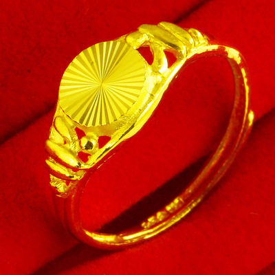 黄金戒指9999足金女款花篮戒七夕情人节送老婆纯金指环真金子