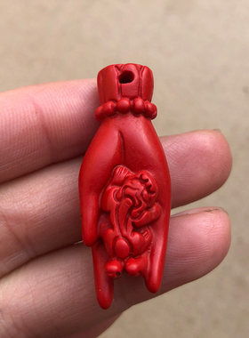 朱砂玉貔貅吊坠打麻将打牌赢钱神器逢赌就赢佛手貔貅随身项链佩戴