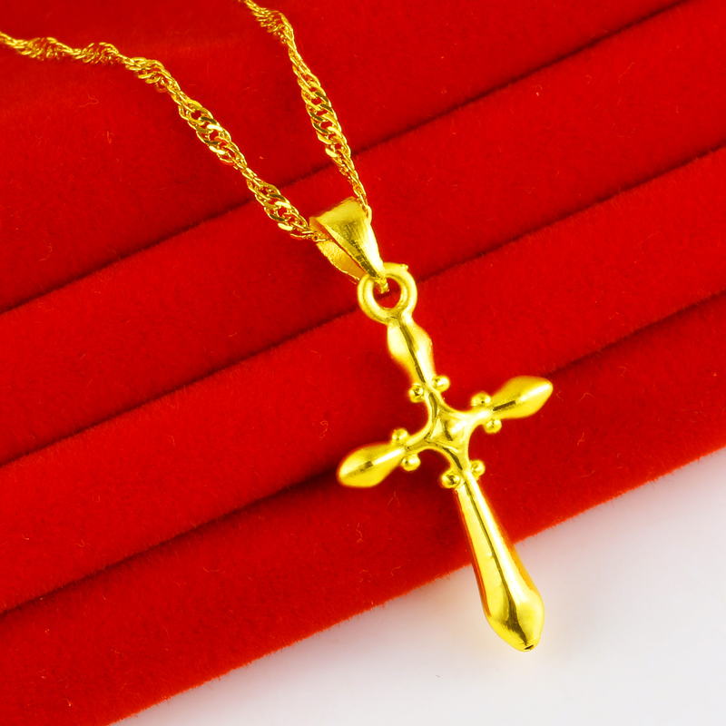 黄金项链吊坠9999足金女纯金饰品3D硬金坠子真金妈妈款按克重